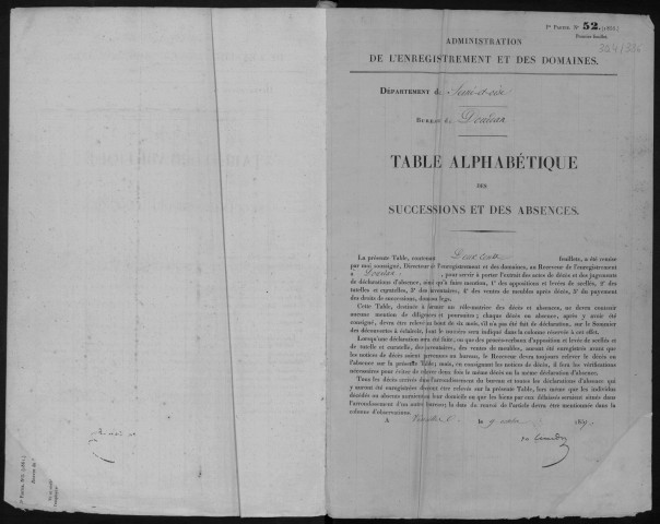 DOURDAN, bureau de l'enregistrement. - Tables des successions. - Vol. 15, 31 mars 1860 - 1864. 