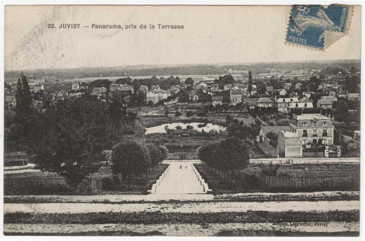 JUVISY-SUR-ORGE. - Panorama, pris de la terrasse. Leprunier (1920), 23 lignes, 25 c. 