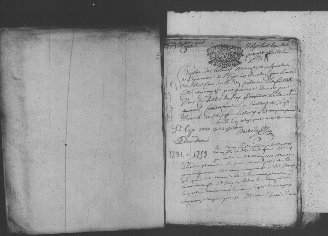 SAINT-CYR-SOUS-DOURDAN. Paroisse Saint-Cyr et Sainte-Julitte : Baptêmes, mariages, sépultures : registre paroissial (1731-1753). 