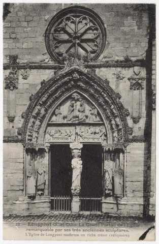 LONGPONT-SUR-ORGE. - Le grand portail de l'église. Desgouillons. 