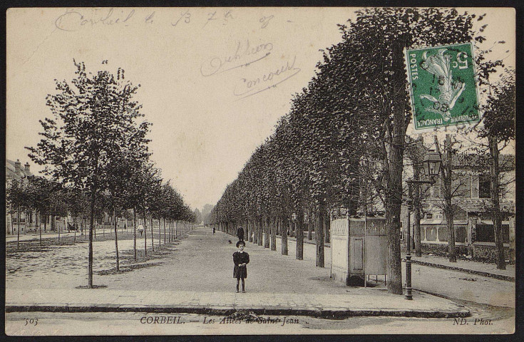 Corbeil-Essonnes.- Les allées de Saint-Jean (13 septembre 1908). 