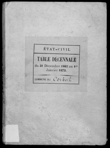 CORBEIL. Tables décennales (1863-1872). 