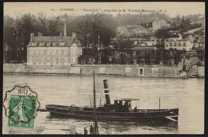 Corbeil-Essonnes.- "Castel joli" propriété Waldeck-Rousseau et la Seine [1907-1910]. 