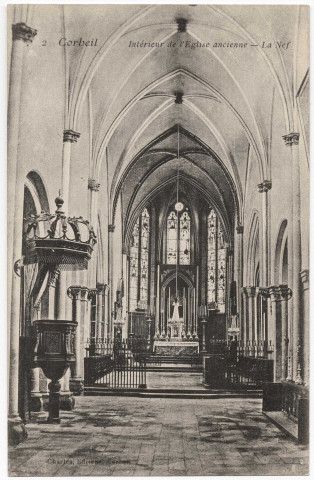 CORBEIL-ESSONNES. - Intérieur de l'église ancienne. La nef, Charles. 