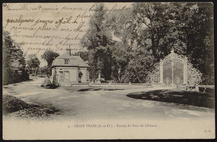 SAINT-VRAIN.- Entrée du parc du château (15 octobre 1908). 