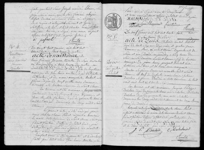 SAINT-CHERON. Naissances, mariages, décès : registre d'état civil (1838-1841). 