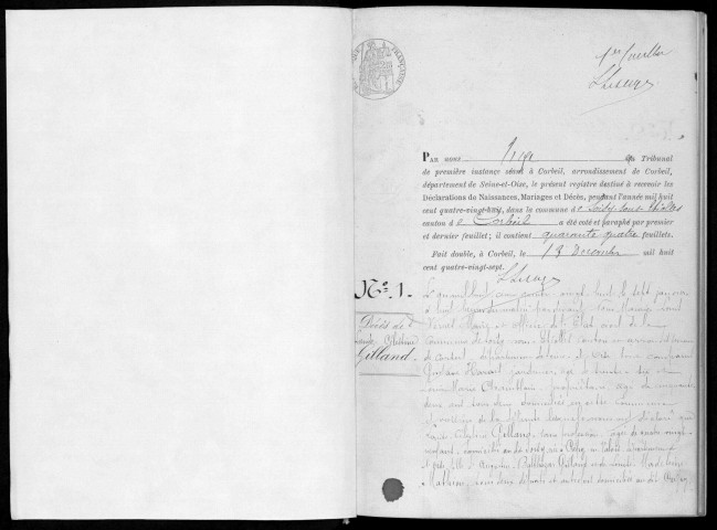 SOISY-SUR-SEINE. Naissances, mariages, décès : registre d'état civil (1888-1892). 