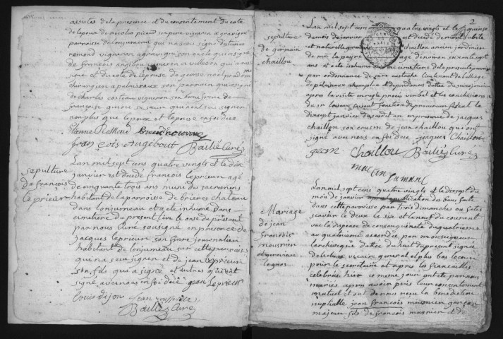 CHAMPLAN. - Registre paroissial. - Registre des baptêmes, mariages et sépultures (1780-1793) 