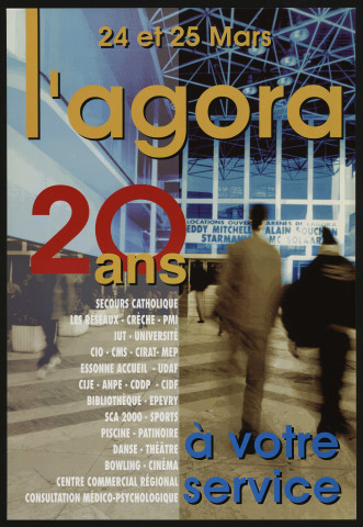 EVRY. - Affiche pour les 20 ans de l'Agora d'Evry (1995). 