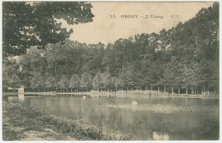 ORSAY. - L'étang. Edition V.V., 1921, 1 timbre à 15 centimes. 