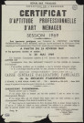 Essonne [Département]. - Certificat d'aptitude professionnelle d'art ménager - session 1969 : conditions d'admissions (1969). 