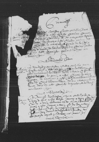 GUILLERVAL . Paroisse Saint-Gervais et Saint-Protais : Baptêmes, mariages, sépultures : registre paroissial (1668-1737). [Lacunes : B.M.S. (1670-1695)]. 