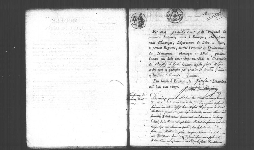 BOISSY-LE-CUTTE. Naissances, mariages, décès : registre d'état civil (1821-1840). 
