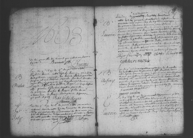 MONTLHERY. Paroisse Sainte-Trinité : Baptêmes, mariages, sépultures : registre paroissial (1693-1706). 