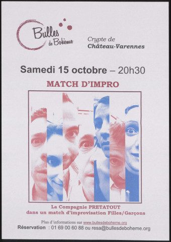 VARENNES-JARCY.- Match d'improvisation, par la Compagnie Pretatout, Crypte de Château-Varennes, 15 octobre 2011. 