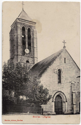 ETIOLLES. - L'église [Editeur Hervier, 1917, cote négatif 2B113/6, sépia]. 