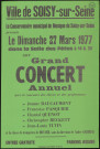 SOISY-SUR-SEINE.- Grand concert annuel, avec le concours des élèves et des professeurs du Conservatoire municipal de musique de Soisy-sur-Seine, et la classe de trompettes de Draveil, Salle des fêtes, 27 mars 1977. 