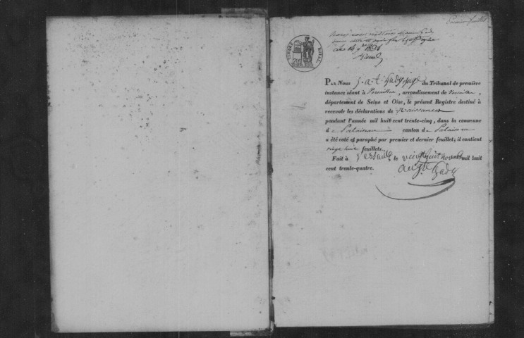 PALAISEAU. Naissances, mariages, décès : registre d'état civil (1835-1841). 