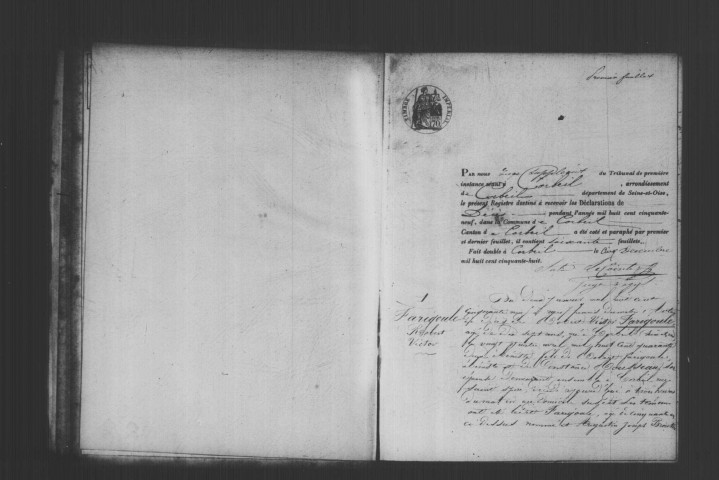 CORBEIL. Décès : registre d'état civil (1859). 