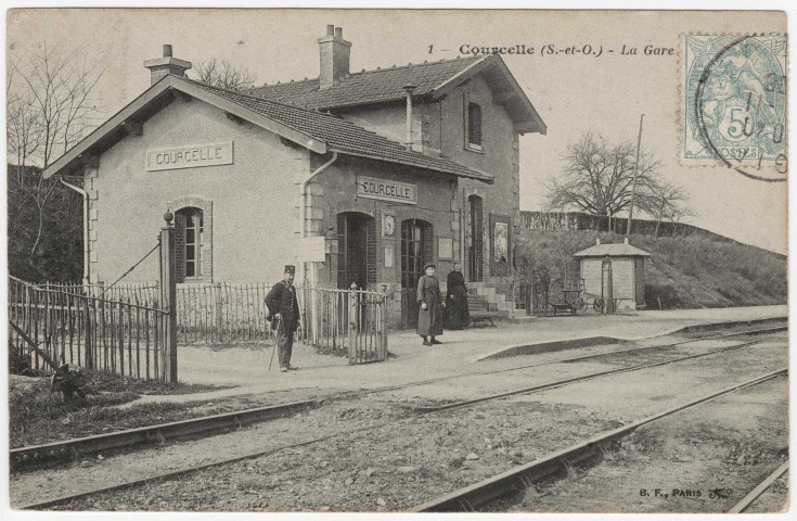GIF-SUR-YVETTE. - Courcelle, la gare. Editeur BF, 1906, 1 timbre à 5 centimes. 