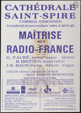 CORBEIL-ESSONNES.- Concert : Maîtrise de Radio-France, Cathédrale Saint-Spire, 8 novembre 1991. 