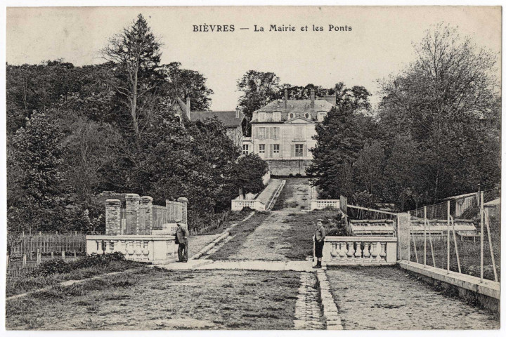 BIEVRES. - La mairie et les ponts. 1908, timbre à 5 centimes. 