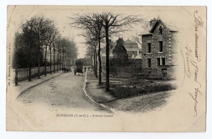 DOURDAN. - Avenue Carnot. Boutroue (1904), 1 ligne, 5 c, ad. 