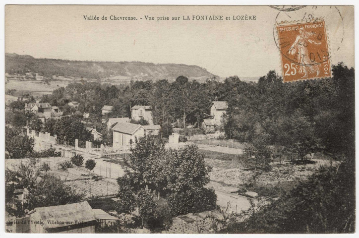 PALAISEAU. - Vue prise sur La Fontaine d'Yvette et Lozère.1926, timbre à 25 centimes. 