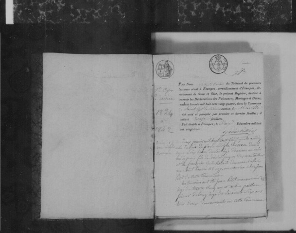 SAINT-CYR-LA-RIVIERE. Naissances, mariages, décès : registre d'état civil (1824-1842). 