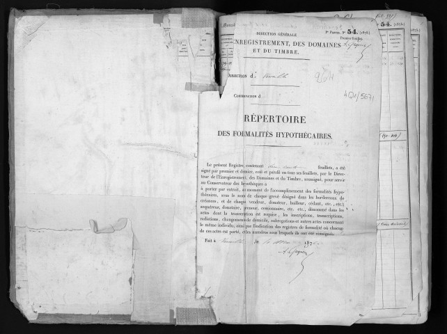 Conservation des hypothèques de CORBEIL. - Répertoire des formalités hypothécaires, volume n° 264 : A-Z (registre ouvert en 1876). 