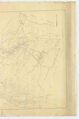 Fonds de plan topographique de SAULX-LES-CHARTREUX dressé et dessiné par M. COLIN, topographe, 1943. Ech. 1/5 000. N et B. Dim. 0,92 x 1,00. 