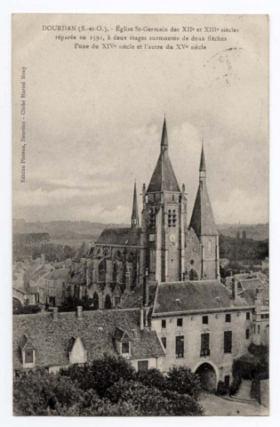 DOURDAN. - Eglise Saint-Germain des XII et XIIIeme siècles.Editeur Pointeux. Timbre à 40 centimes. 