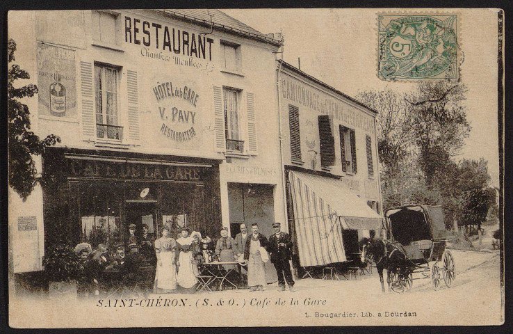 SAINT-CHERON.- Café de la gare (16 août 1907).