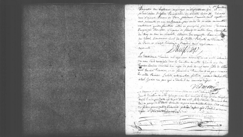QUINCY-SOUS-SENART. Paroisse Sainte-Croix : Baptêmes, mariages, sépultures : registre paroissial (1750-1765). 