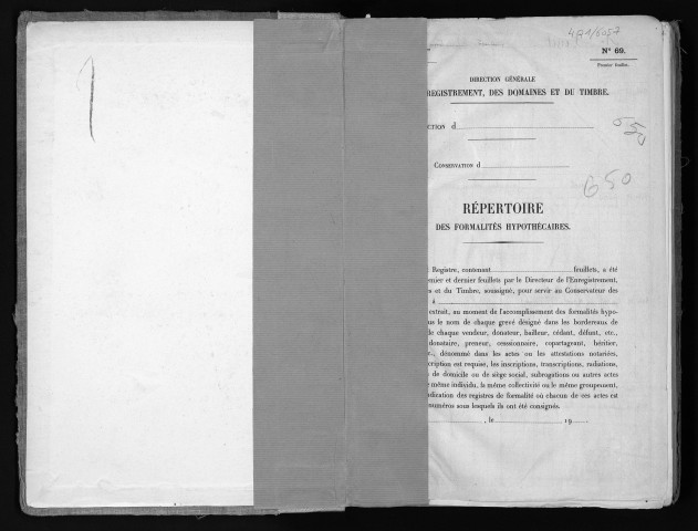 Conservation des hypothèques de CORBEIL. - Répertoire des formalités hypothécaires, volume n° 650 : A-Z (registre ouvert vers 1947). 