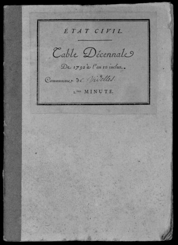 VIDELLES. Tables décennales (1792-1902). 