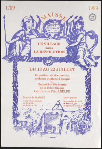 MAISSE.- Exposition : Le village sous la Révolution. Documents, archives et plans d'époque, Mairie, 1989. 