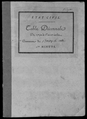 BOISSY-LE-CUTTE. Tables décennales (1792-1902). 
