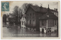 JUVISY-SUR-ORGE. - Inondation 1910, quai Gambette, restaurant Besnard. EM, 1910, 1 mot, 5 c, ad. 