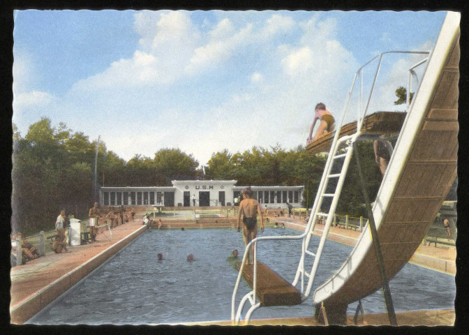 MEREVILLE. - La piscine. (Studio Rameau, 1957, 1 timbre à 25 centimes couleur.) 