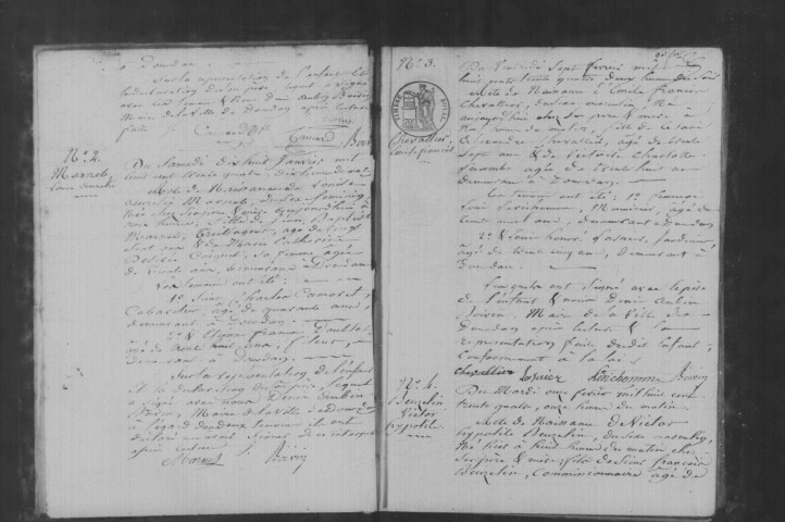 DOURDAN. Naissances, mariages, décès : registre d'état civil (1834-1835). 