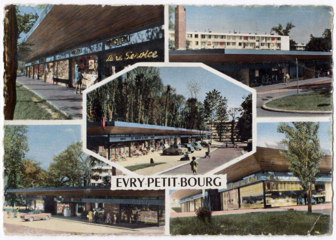 EVRY. - Evry-Petit-Bourg. Le centre commercial [Editeur Raymon, 1962, timbre à 0,20 f, couleur]. 