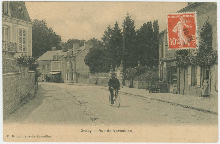 ORSAY. - Rue de Versailles. Edition Breuzon, 1 timbre à 10 centimes. 