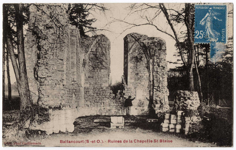 BALLANCOURT-SUR-ESSONNE. - Ruines de la chapelle Saint-Blaise, Guillemain, 8 lignes, 25 c, ad. 