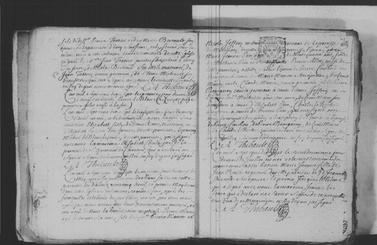 BRETIGNY-SUR-ORGE. Paroisse Saint-Philibert : Baptêmes, mariages, sépultures : registre paroissial (1699-1740). [Lacunes : B.M.S. (1718-1731)]. 