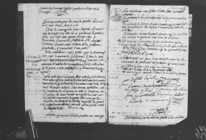 GUILLERVAL . Naissances, mariages, décès : registre d'état civil (1812-1827). 