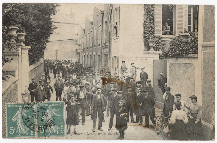 CORBEIL-ESSONNES. - Imprimerie Crété, sortie des ateliers, ND, 1909, 12 lignes, 2x5 c. 