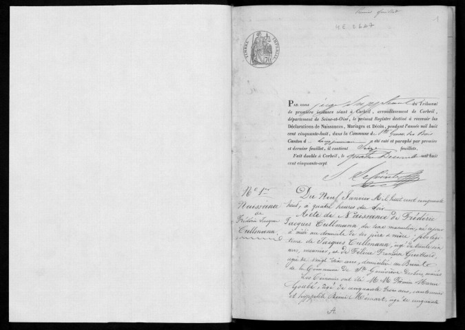 SAINTE-GENEVIEVE-DES-BOIS. Naissances, mariages, décès : registre d'état civil (1858-1870). 