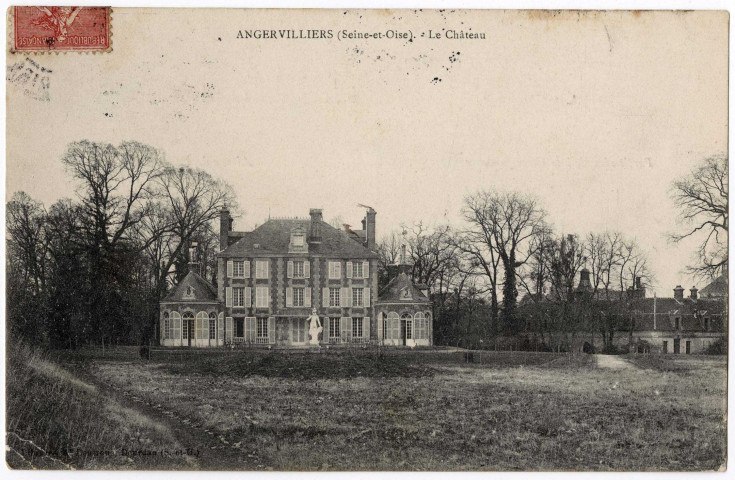 ANGERVILLIERS. - Le château, Boutroue, 1907, 13 lignes, 10 c, ad. 