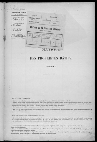MORSANG-SUR-SEINE. - Matrice des propriétés bâties [cadastre rénové en 1934]. 